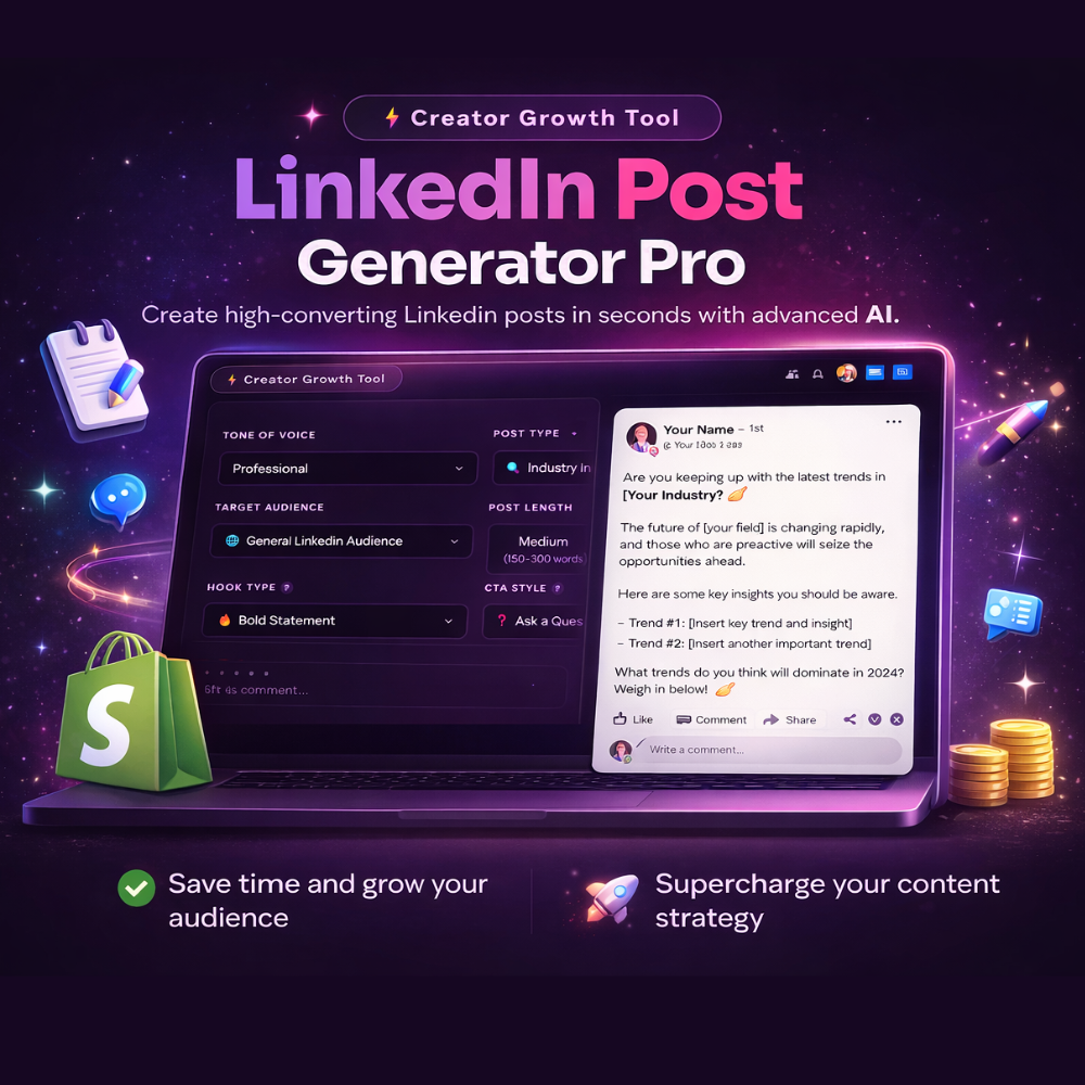 LinkedIn Post Generator Pro App – AI Tool for Viral LinkedIn Content, Hooks, and High-Engagement Posts