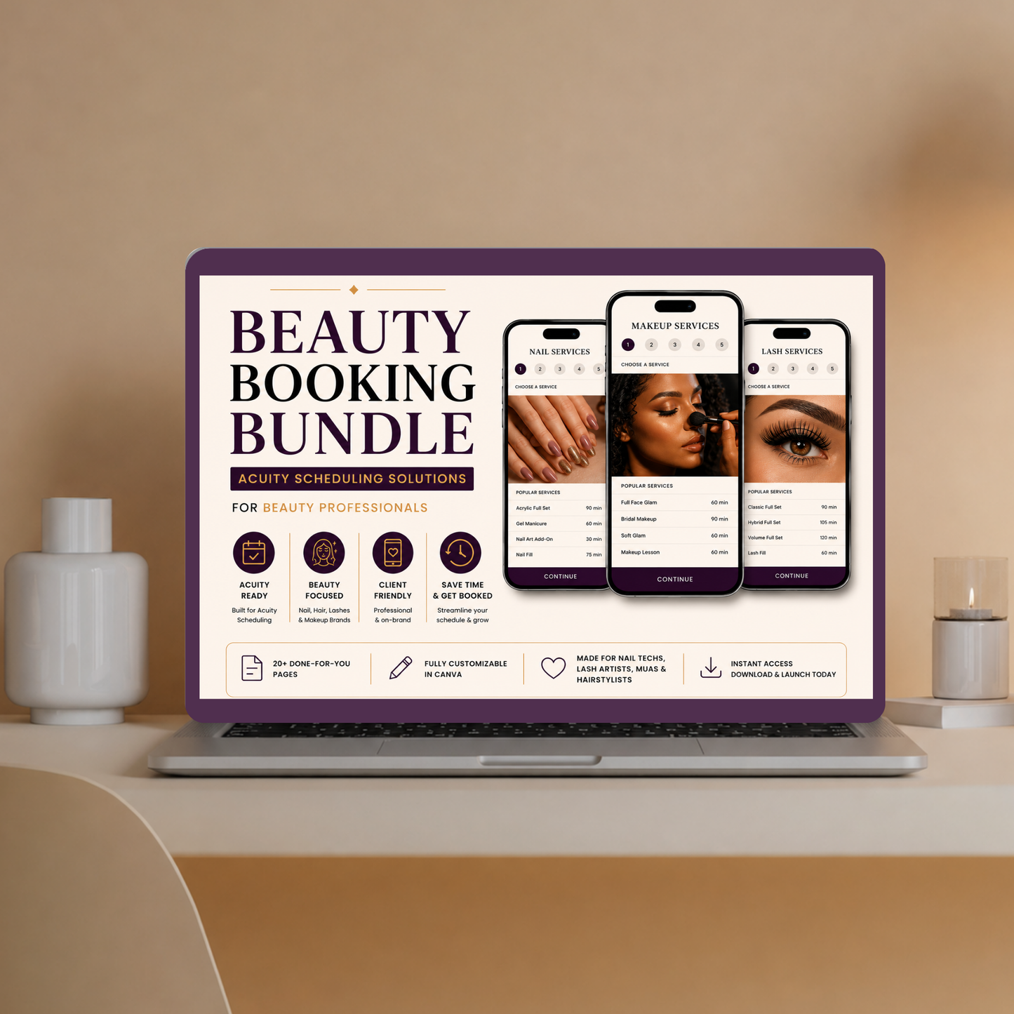 Acuity Nail, Hair, Lashes, and Makeup Scheduling Template Bundle
